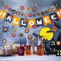Autocollants muraux personnalisés en pvc, boissons, pour fête d'halloween, décoration de gâteau avec citrouille, araignée, chauve-souris