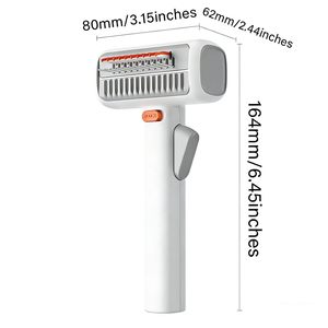 <span class=keywords><strong>Brosse</strong></span> anti-poils 2-en-1 sécurisée avec lame de sécurité - Outil démêlant autonettoyant à un bouton pour chiens et chats à poils longs - Product Image 1