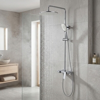 Ensembles de douche pour appartement, en laiton, avec pommeau de douche mural noir mat à jet pluie, panneaux de douche eau chaude et froide, robinet de douche moderne
