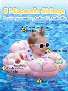 Flotador de natación inflable de PVC para bebés para <span class=keywords><strong>3</strong></span>-72 <span class=keywords><strong>meses</strong></span> Anillo de cintura para niños con dosel para uso en <span class=keywords><strong>piscina</strong></span> - Product Image 4