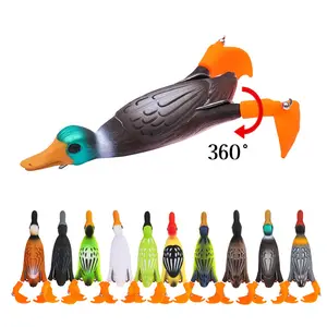 Allblue — leurre de pêche canard en caoutchouc souple à Double hélice, appât artificiel wobbler idéal pour le bar, le brochet, le Snakebait, 9.5cm, 12g