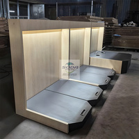 Présentoir autoportant moderne en métal et bois, personnalisable avec logo, pour lavabo de salle de bain, anti-rouille, pour la vente au détail