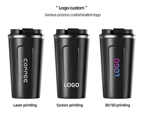 Tasses à café réutilisables en acier inoxydable avec logo personnalisé, 380 ml et 510 ml, à double paroi isolée, pour le camping et les voyages