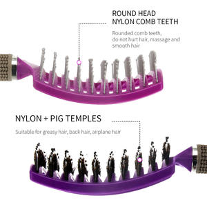 Peigne de Massage de haute qualité large peigne à côtes exquis brosse à cheveux en plastique à poils de porc conception de cheveux bouclés grand peigne incurvé - Product Image 3