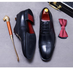 รองเท้าหนังแท้ผู้ชายสไตล์อิตาลีคุณภาพหรูหรา งานแฮนด์เมด แบบผูกเชือก พื้นรองเท้าด้านในทำจากยาง - Product Image 3