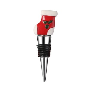 Resin Christmas Stocking Wine Bottle <b>Stopper</b> Red Holiday Decor Party Favor - Product Image 5