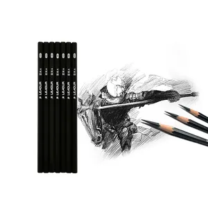 Professional 2H/HB/2B/4B/6B/8B/14B 6pcs Non-reflective matte pencils sketch pencils Set Personalized Matte Wooden Black Pencil