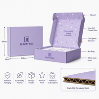 Boîte en carton ondulé personnalisée, couleur lavande, pour abonnement beauté, emballage cosmétique et soins de la peau, avec couvercle, boîte mensuelle