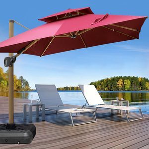 Sombrillas de <span class=keywords><strong>patio</strong></span> con marco de aluminio para exteriores de 10 pies, tela gruesa a prueba de viento, sombrilla de <span class=keywords><strong>Patio</strong></span> de estilo moderno con luz LED - Product Image 2