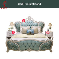 Lit double de luxe européen en bois sculpté avec diamants, style princesse, 1,8 m, pour chambre principale, en cuir