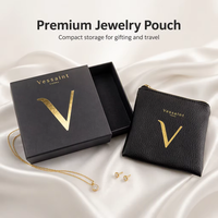 Sacs d'emballage pour bijoux personnalisés avec logo, boucles d'oreilles, colliers, bagues, petite pochette en similicuir suédé avec fermeture éclair