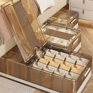 Under bed storage box with wheel folding drawer type flat organizer Household clothing storage box storage bin