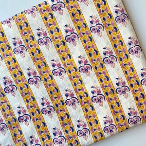 Tela de algodón orgánico bloque de mano estampado Floral Natural Original puro indio hecho a mano respetuoso con el medio ambiente Fabricación de vestidos para niñas - Product Image 1