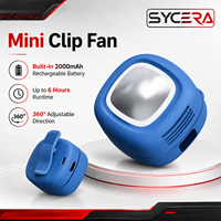 Mini ventilateur à clipser rechargeable, batterie 2000 mAh, 6 heures d'autonomie silencieuse, affichage numérique de la batterie, lumière LED, rotation à 360° °   Sortie d'air rotative