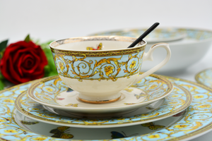 ชุดน้ำชาเซรามิกสไตล์คลาสสิกสุดหรู ชุดกาแฟพอร์ซเลนสีทอง พร้อมกาน้ำชา หม้อใส่น้ำตาล หม้อใส่นม - Product Image 3