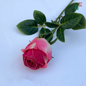 Pièce maîtresse de mariage, tige de rose en soie artificielle, <span class=keywords><strong>faux</strong></span> bourgeon de rose rouge unique pour toile de fond - Product Image 4