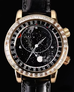 Thiên thể lấy cảm hứng từ sang trọng Sapphire pha lê thiên hà quay số đồng hồ phòng thí nghiệm phát triển kim cương đầy Sao Đêm Thiết kế mặt trăng giai đoạn ngày Silicone - Product Image 1