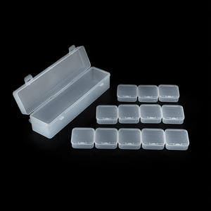 กล่องเก็บของพลาสติกใสชุด 12 ช่องออแกไนเซอร์ตั้งโต๊ะกล่องเครื่องประดับภาชนะสี่เหลี่ยมเล็กฝาปิดโปร่งใส - Product Image 3