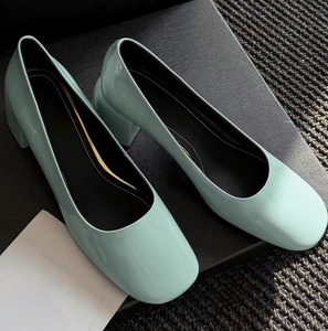 Zapatos de cuero para mujer, suaves y versátiles, color verde menta brillante, con plataforma y cuña, punta redonda, corte bajo, para ir al trabajo en la ciudad - Product Image 3