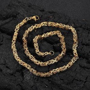 Collar de Cadena Bizantina de 4mm Chapado en Oro de 18k de Alta Calidad, Acero Inoxidable, Duradero y Elegante, Accesorio de Joyería para Hombre con Acabado - Product Image 1