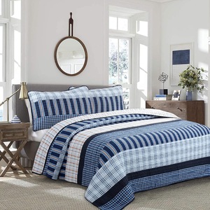 Set di <span class=keywords><strong>Copriletto</strong></span> a Onde Ultrasoniche <span class=keywords><strong>Blu</strong></span> di Alta Qualità, 3 Pezzi, Tessuti per la Casa, 100% Poliestere, Lavabile per Tutte le Stagioni - Product Image 3