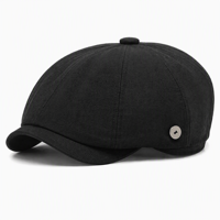 Casquette plate unisexe Newsboy Baker Boy à 8 panneaux, avec emblème en métal, style rétro vintage, réglable, respirante, streetwear urbain, casquette octogonale