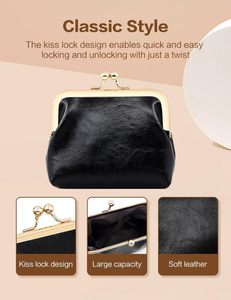 Monedero vintage de piel sintética con diseño de caramelo, doble compartimento desmontable, llavero de muñeca, cartera con <span class=keywords><strong>bolsillo</strong></span> abierto, mini bolso con forro de poliéster y cierre de beso. - Product Image 4