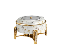 Nouveau Réchaud de Buffet Professionnel 6L en Acier Inoxydable Effet Marbre Blanc Alimenté par Combustible pour Traiteur et Mariages