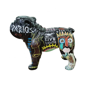 Arte popular moderno, escultura de dibujos animados de acero de vidrio ecológica, <span class=keywords><strong>Bulldog</strong></span>, adornos creativos personalizados para perros para decoración del hogar - Product Image 5