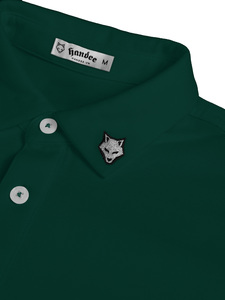 Polo en coton à manches courtes vert foncé pour homme Handee, couleur unie, style décontracté, tissu respirant, coupe classique, logo sur le devant - Product Image 4