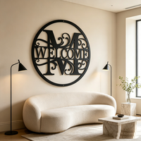 Panneau de bienvenue personnalisé en métal, art mural rond avec monogramme, décoration pour la porte d'entrée, la véranda