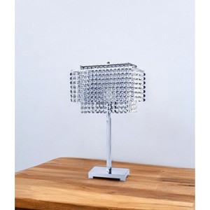 HMS Bling Glam Faux crystin lampada da tavolo rettangolare Nordic stile classico Touch Dimming LED per camere da letto ABS corpo batteria - Product Image 4