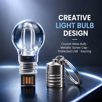 Flash Drive USB 2.0 Bentuk Bohlam Lampu dengan Logo Custom, Plastik Baru 8GB/16GB/32GB/64GB/1TB untuk Hadiah Promosi Kreatif