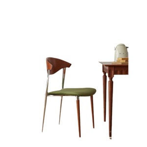 Chaise de salle à manger en bois massif rétro nordique, rembourrée, pour la maison - Product Image 5