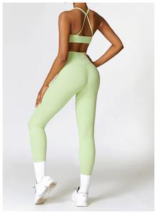 Conjunto de ropa deportiva de 2 piezas para mujer, mallas de Yoga elásticas de alta elasticidad, Top con cordón estampado, absorbe el sudor, talla grande, gimnasio, Yoga - Product Image 4