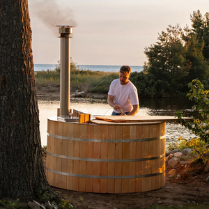 Hachillspa Bain à remous au feu de bois au design moderne avec revêtement en bois massif en acier inoxydable 304 Poêle à bois pour <span class=keywords><strong>spa</strong></span> extérieur - Product Image 1