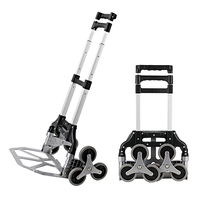 Carrito de mano plegable de servicio mediano de 50-70kg, carrito de empuje plegable de lata plateada con carga liviana, carrito de compras plegable de goma, 1 Juego