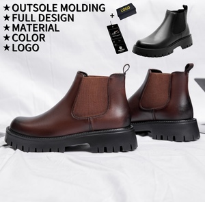 Bottes <span class=keywords><strong>Chelsea</strong></span> décontractées pour hommes en cuir véritable, collection automne/hiver, vente en gros d'usine, haute qualité - Product Image 6