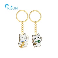 Fabricant personnalisé Sycee Maneki Neko chance chat Souvenir Llavero porte-clés porte-clés porte-clés personnalisé chance chat porte-clés