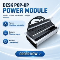 Boîtier de connectivité encastré argenté pour table, multiprise 3 prises, ports USB, charge USB-C 30W pour mobilier de maison et de bureau