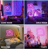 Enseigne néon LED Kirby faite à la main en acrylique, motif dessin animé, publicité de jeu, décoration murale de bar, alimentée par piles, étanche IP54