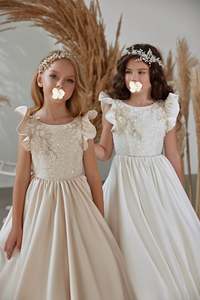 Eleganti Abiti da Cerimonia per Bambine con Pizzo Floreale e Paillettes, <span class=keywords><strong>Vestito</strong></span> Bianco con Strascico per Matrimoni e Concorsi, 4-12 Anni - Product Image 3