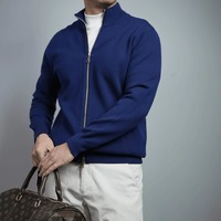 Maßgeschneiderte Herbst-Neuheit: Herren Slim-Fit Luxus-Strickjacke in Einfarbigem Design mit Kragen und Doppelreißverschluss