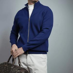 الخريف جديد الرجال ضئيلة ضوء فاخر خفيف سترة بسيطة بلون واحد طوق مع سحاب مزدوج - Product Image 2