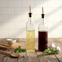 Bouteille distributrice d'huile en verre avec bec verseur en acier inoxydable pour la cuisine, l'huile d'olive et le vinaigre