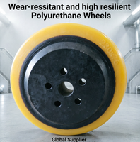 Roue de traction lisse en polyuréthane PU durable, 230x75 mm, 5 trous cylindriques pour boulons, utilisée sur les chariots élévateurs HY Yale / camions