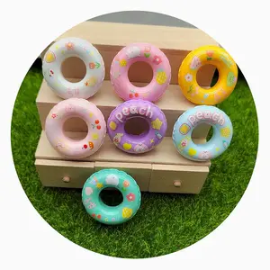 Hot Selling 100Pcs/Lot Mini Life Ring Flatback Resin Cabochons Realistic Swim Ring Ornaments Fairy Garden Miniatures Decoration