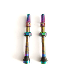 Accesorios de bicicleta sin cámara de aleación de aluminio con válvula Presta de 48mm de alta calidad en color neón fabricados en EE. UU. - Product Image 1