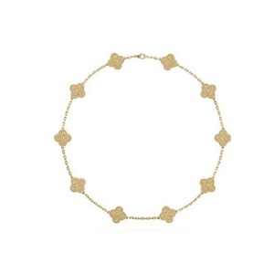 Factory Direct Supply Golden Black Onyx Ten-Flower Necklace Double-Sided Four-Leaf Clover O-shaped Chain Tungsten Women Clavicle - Product Image 5