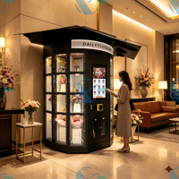 Vente Flash : Distributeur Automatique de Fleurs Fraîches Personnalisable 24h/24 avec Écran LED, Système de Refroidissement et Prise en Charge Multi-Paiements en Acier Inoxydable